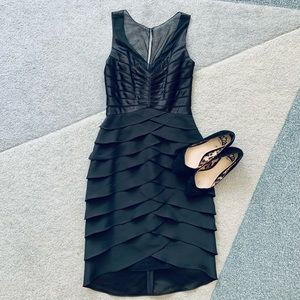 Xscape Black Sleeveless Tier’ed Dress